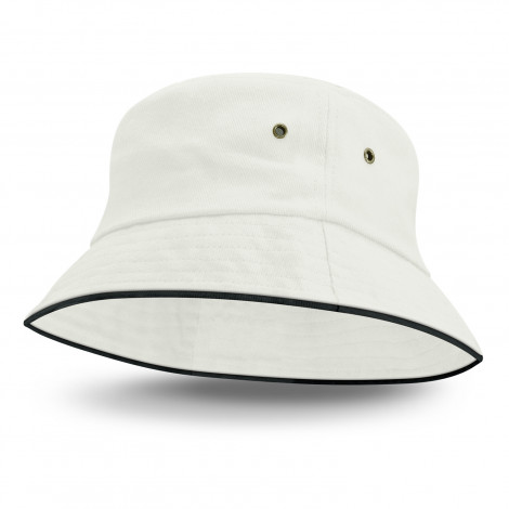 Bondi Bucket Hat - Black Sandwich Trim 115493 | White