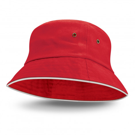 Bondi Bucket Hat - White Sandwich Trim 115740 | Red