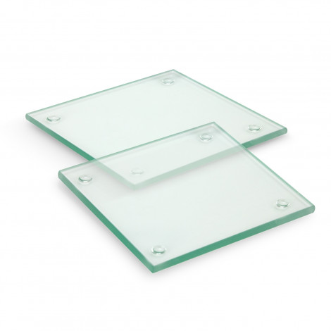 Venice Glass Coaster Set of 2 - Square 116394 | Clear