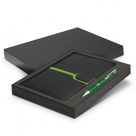 Andorra Notebook and Pen Gift Set 116693 | Bright Green