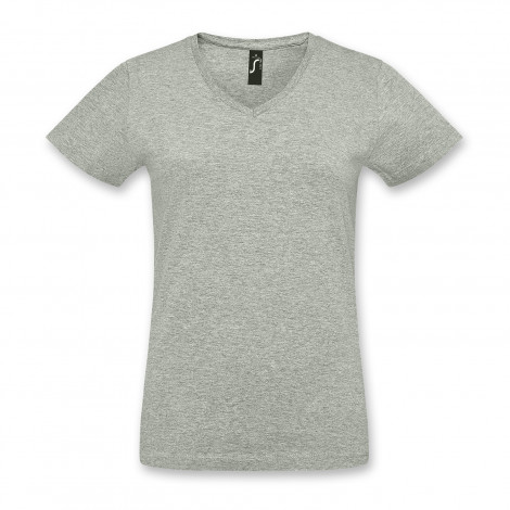 SOLS Imperial Womens V Neck T-Shirt 118083 | Grey Melange
