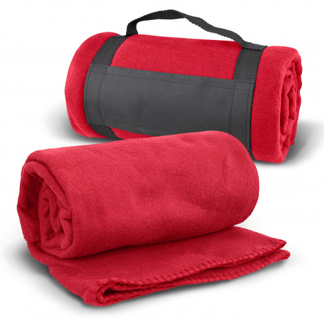 Glasgow Fleece Blanket with Strap 120062 | Red