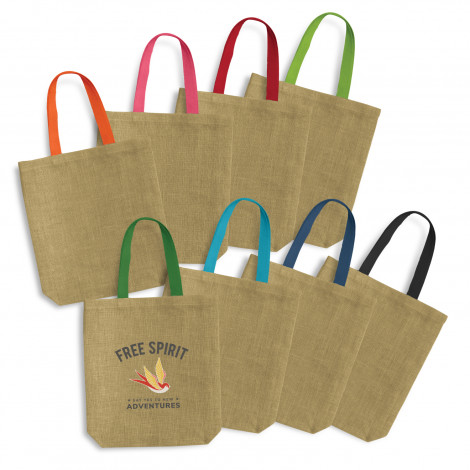 Thera Jute Tote Bag - Coloured Handles 120518