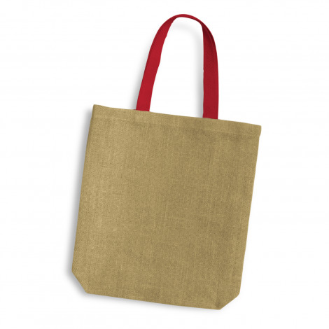 Thera Jute Tote Bag - Coloured Handles 120518 | Red