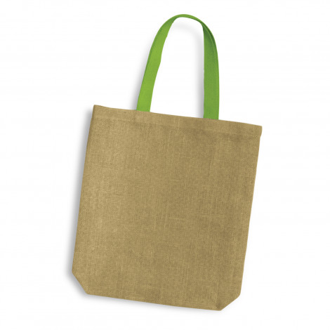 Thera Jute Tote Bag - Coloured Handles 120518 | Bright Green