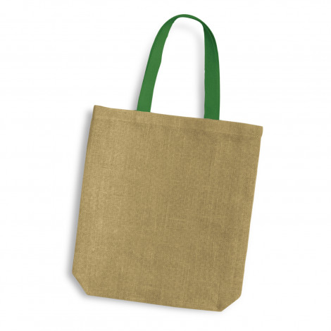 Thera Jute Tote Bag - Coloured Handles 120518 | Kelly Green