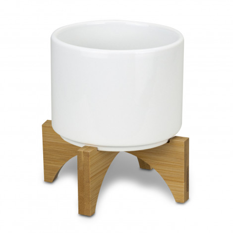 Planter with Bamboo Base 120901 | White