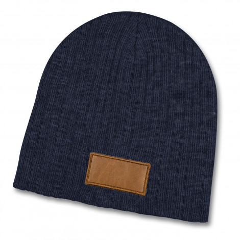 Nebraska Heather Cable Knit Beanie With Patch 120950 | Navy/Brown