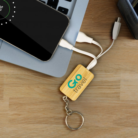 Bamboo Charging Cable Key Ring - Rectangle 121410 | Feature