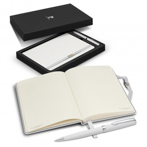 Pierre Cardin Novelle Notebook and Pen Gift 122400 | White - Open