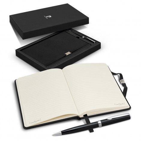 Pierre Cardin Novelle Notebook and Pen Gift 122400 | Black - Open