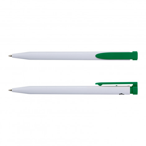 Recycled Plastic Pen 124857 | White/Dark Green