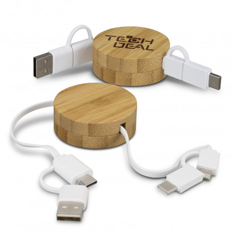 Bamboo Retractable Charging Cable 124859