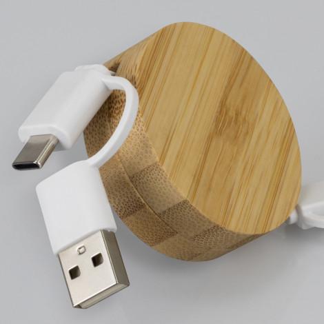 Bamboo Retractable Charging Cable 124859 | Detail