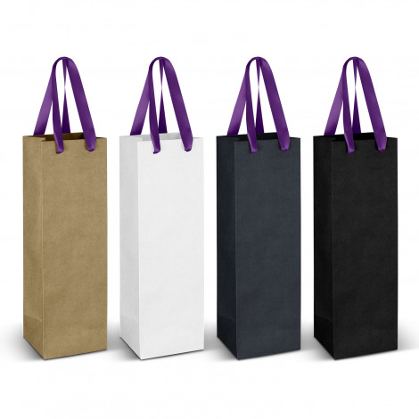 Wine Ribbon Handle Paper Bag 125054 | Purple Ribbon