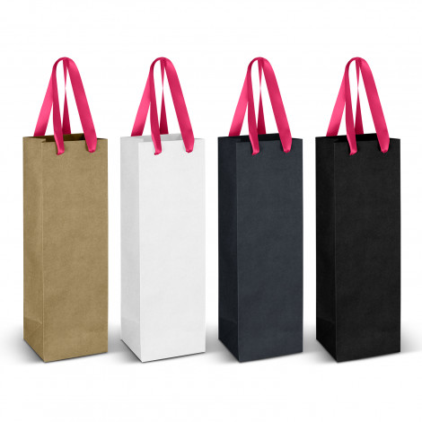 Wine Ribbon Handle Paper Bag 125054 | Pink Ribbn