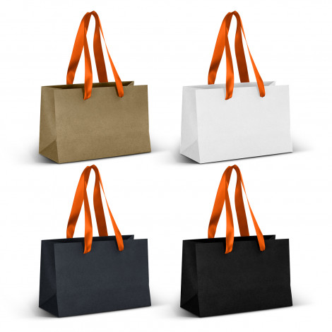 Small Ribbon Handle Paper Bag 125056 | Orange Ribbon