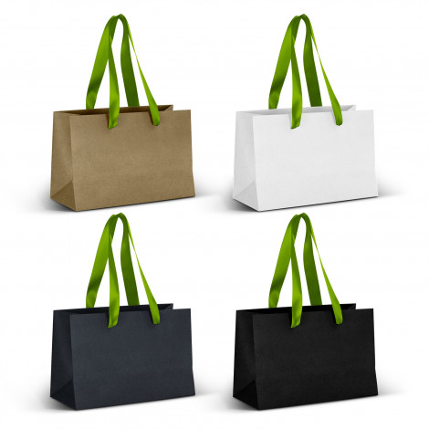 Small Ribbon Handle Paper Bag 125056 | Bright Green Ribbon