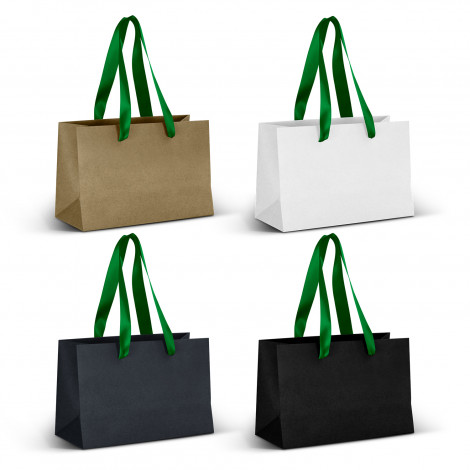 Small Ribbon Handle Paper Bag 125056 | Dark Green Ribbon