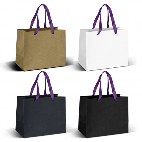 Medium Ribbon Handle Paper Bag 125057 | Purple Ribbon