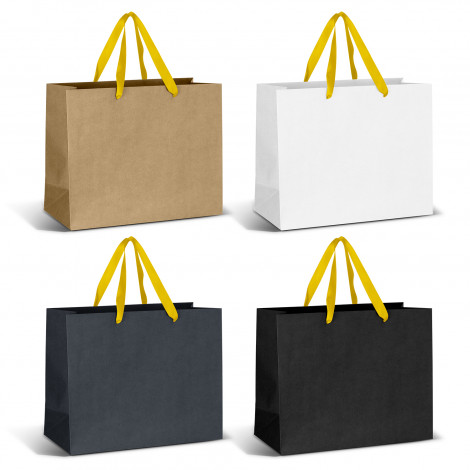 Large Ribbon Handle Paper Bag 125058 | Yellow Ribbon