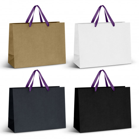 Extra Large Ribbon Handle Paper Bag 125059 | Purple Ribbon
