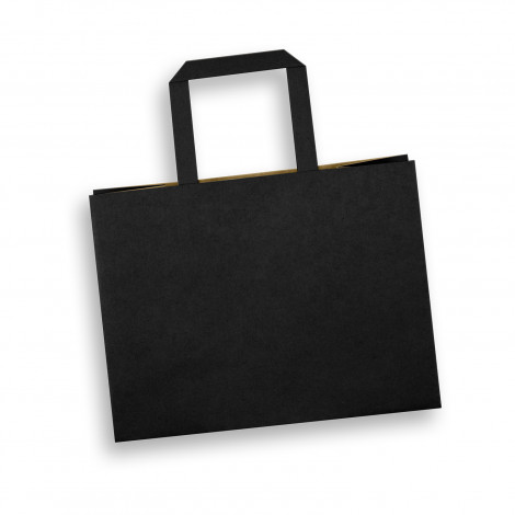 Medium Flat Handle Paper Bag Landscape 125940 | Black