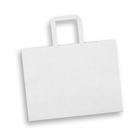 Large Flat Handle Paper Bag Landscape 125941 | White