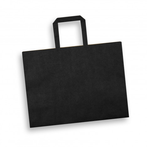 Large Flat Handle Paper Bag Landscape 125941 | Black