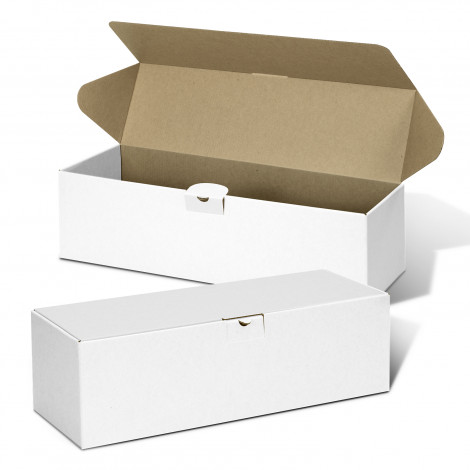 Die Cut Box with Locking Lid - 395x115x115mm 126067 | White/Natural