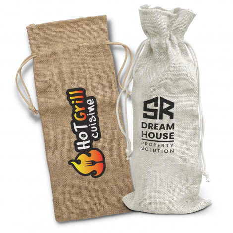 Jute Wine Drawstring Bag - Sale